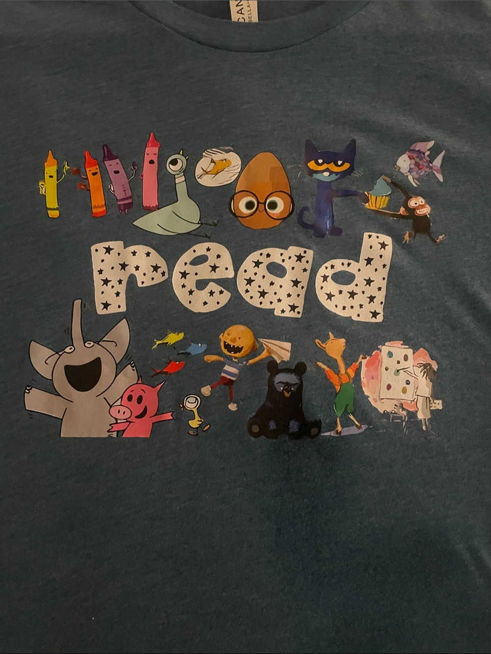 Bella Canvas 'Read' Graphic Teacher T-Shirt with book Characters
